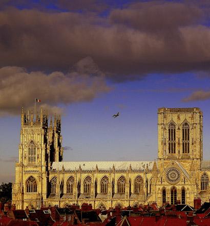Lancaster over York Minster today on French Veterans' Day. Picture: Paul White