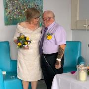 Debbie and James Cavanagh on their wedding day at York Hospital