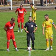 Pickering Town captain Wayne Brooksby at the captain’s coin toss. Picture: Harvey Brewster