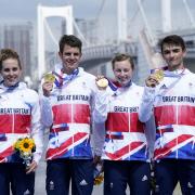 Tadcaster-born Jessica Learmonth (far left) alongside Great Britain team mates (from left to right) Jonathan Brownlee, Georgia Taylor-Brown and Alex Yee on the podium at the Tokyo 2020 Olympic Games. Picture: Danny Lawson/PA Wire