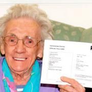 Evelyn Bodley with her polling card