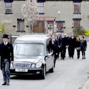 The funeral procession walked from Melsonby Village Shop and Post Office, where the 40-year-old’s body was found on March 23