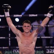 George Davey celebrates victory against Jamie Stewart in their Super-welterweight contest at York Hall, Bethnal Green, London. Picture: Steven Paston/PA Wire