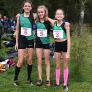 City of York Athletics Club under-13 girls’ cross country team at Cleckheaton. From left to right: Isabel Madden, Annabelle Coxon and Lucy Gilbertson