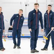 Bobby Lammie, Ross Whyte, Bruce Mouat and Hamilton McMillan on the ice during the Team GB Beijing Olympic Winter Games Curling team announcement at the National Curling Academy, Stirling. Picture: Jane Barlow/PA Wire