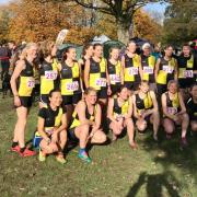 York Knavesmire Harriers ladies' cross-country squad at Nunroyd Park, Leeds, where they came first