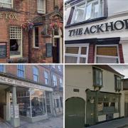 The Fox, top left. Top right, The Ackhorne. Bottom left, House of Trembling Madness. Right, The Phoenix Inn. Images from Google Maps.
