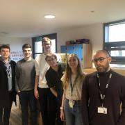 Patrick O’Donnell, with staff members Chris Nethercott,  David Ward, Jamie Hewison, Emma Dorsett, and Nick Glover. Picture: University of York Students' Union