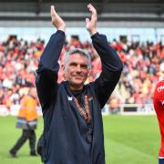 York City manager John Askey applauds the fans after the Vanarama National League North play-off final victory over Boston United in May. Picture: Tom Poole