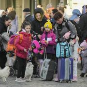 Five Ukrainian refugee families in York 'at risk of homelessness'. Pictured: Ukrainian families fleeing their home country last year after the Russian invasion