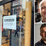 Left: The Levis shop in High Ousegate demonstrating that it has had the memo on keeping doors shut to reduce heat loss. Right, top to bottom: Andrew Lowson of York BID and David Skaith of the York High Street Forum
