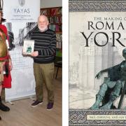 Launch of new book The Making of Roman York. Centurion Marcus Minucius Mudenus (aka Dave Grainger) and Ian Drake at Wednesday night's book launch. Picture: Graham K Cook