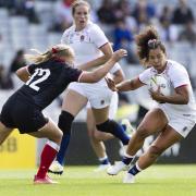 England's Tatyana Heard (right) during the Women's Rugby World Cup semi-final match at Eden Park, Auckland. Picture: Brett Phibbs/PA Wire