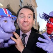 Eric Knowles with Purpleman during a visit to York