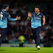 Yorkshire’s Jordan Thompson (right) celebrates victory with Dom Bess (left) in the Vitality Blast T20 quarter-final against Surrey at The Oval. Picture: Mike Egerton/PA Wire