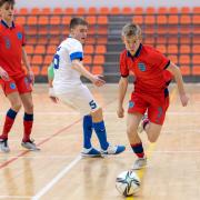 York's Jed Devine in action against Estonia yesterday afternoon.