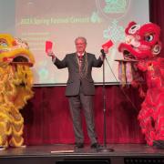 York Lord Mayor's close encounter with two Chinese lions