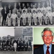 Allin Jenkins was the first head of maths at Norton School when it opened in 1963. Here he is seen with one of his first classes, the teaching staff team, below left, and a more recent photo, below right.