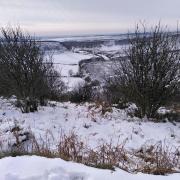 Snow at the Hole of Horcum up on the North York Moors today