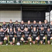 York RUFC pose in their new charity shirts.