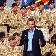 Tony Blair addressing British troops on a visit to Basra, Iraq, in 2004. Picture: Stefan Rousseau/PA Wire