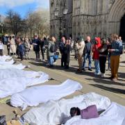 The 'Die-in' outside York Minster