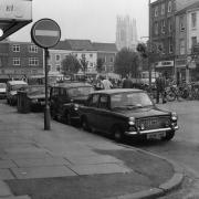 Cars parking in Parliament Street York in 1980. Photo from Explore York Archive