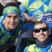 Kevin Sinfield (left), who will again push his body to the limit in support of friend Rob Burrow (right)