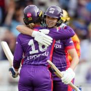 Alice Davidson-Richards and Phoebe Litchfield celebrate Northern Diamonds' dominant victory over Birmingham Phoenix in their The Hundred opener.