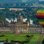A balloon over Castle Howard this morning during the Yorkshire Balloon Fiesta