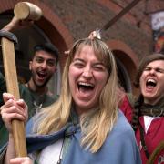 Jorvik Vikings celebrating in Nordic fashion