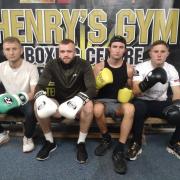 Henry Wharton's boxing gym is helping the careers of Rafal Benka (far left), Nathan Shepherd (middle left), Harry Kelly (middle right) and Jack Marshall (far right).