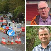 Ongoing work in Tadcaster Road, Cllr Stephen Fenton (top) and Cllr Pete Kilbane (bottom)