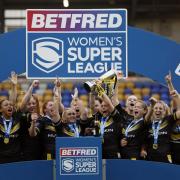 York Valkyrie celebrate with the trophy after victory in the the Betfred Women's Super League Grand Final match at the LNER Community Stadium, York. Picture date: Sunday October 8, 2023.