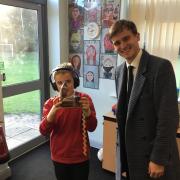 Keir Mather MP with pupil Zac