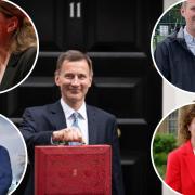 Clockwise from top left: Rachael Maskell MP, Cllr Andrew Hollyer, Cllr Claire Douglas and Julian Sturdy MP have all responded to the Autumn Statement from Chancellor Jeremy Hunt (centre)