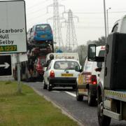 Traffic on York's outer ring road. Funding for dualling has been delayed