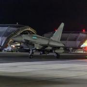 An RAF Typhoon aircraft returning to base in Cyprus after joining the US-led coalition conducting air strikes against military targets in Yemen. Houthi attacks in the Red Sea have increased 500% between November and December