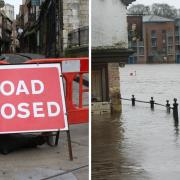 Shambles closed and King's Staith flooded during Storm Jocelyn