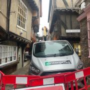 Part of York’s Shambles remains closed this morning after heavy gusts during Storm Jocelyn blew tiles off roofs