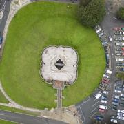 Cliffords Tower, York, as captured by a team of high-flying drone photographers. Picture: SWNS