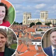 York is outperforming most UK cities, with Claire Douglas, top left; Rachael Maskell, bottom left; and Julian Sturdy, right