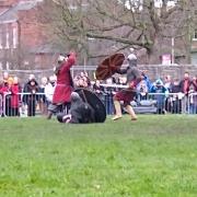 Warriors fight during the 2024 Jorvik Viking FestivalEye of York