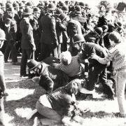 June 1984 Police and pickets clash at the Selby coalfield during the miner's strike