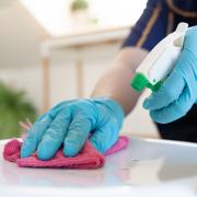 A stock picture of a cleaner in action