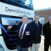 Ken is pictured here cutting the Korean Veteran ribbon with Manager of Dennis Distribution, Andrew Revely, and lorry driver Tim Francis