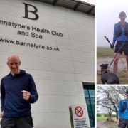 Main image: Kevin Easely getting ready to set off from York this morning. Right: images from some of Kevin's ultramarathons earlier in the week