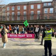Protesters outside the planning meeting in York