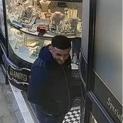 A man police want to speak to following a raid at Ogden’s jewellers’ in James Street, Harrogate