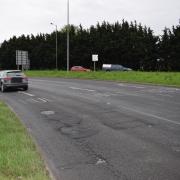 The A1079 Grimston Bar roundabout as it approaches the B1228 Elvington Lane